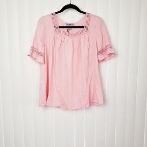 BY DESIGN CAITLYN Woven Coral Blouse Size Large